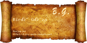 Biró Géza névjegykártya